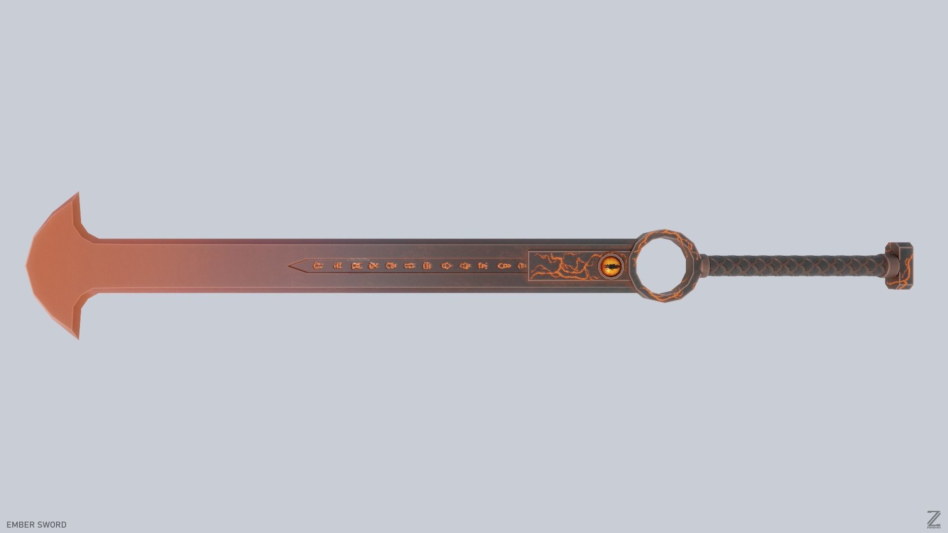 Ember sword Low-poly 3D model_3