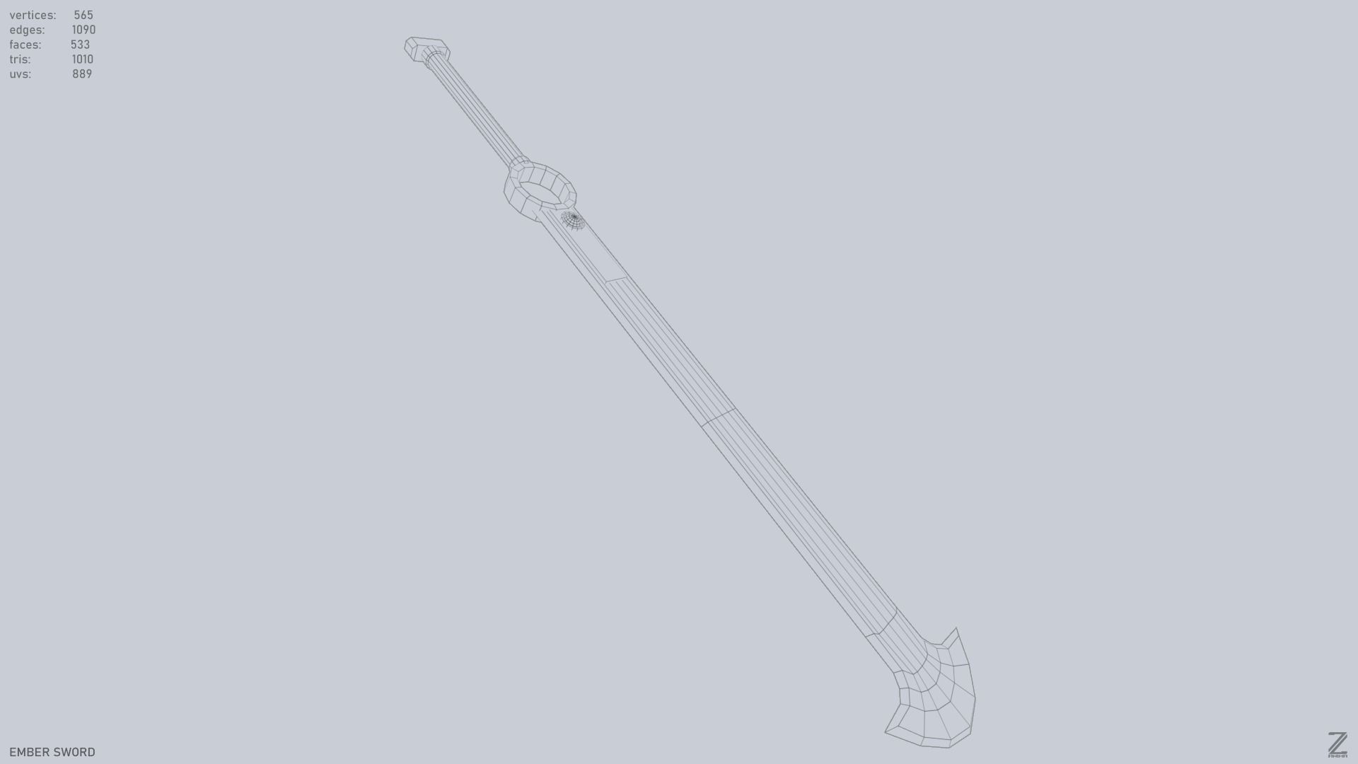 Ember sword Low-poly 3D model_12