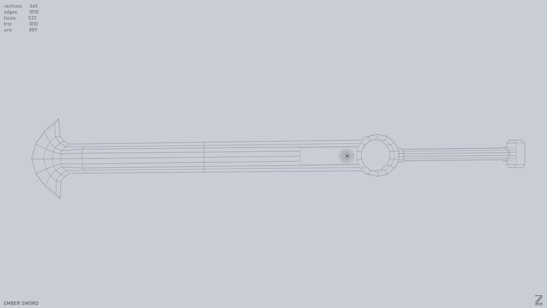 Ember sword Low-poly 3D model_10