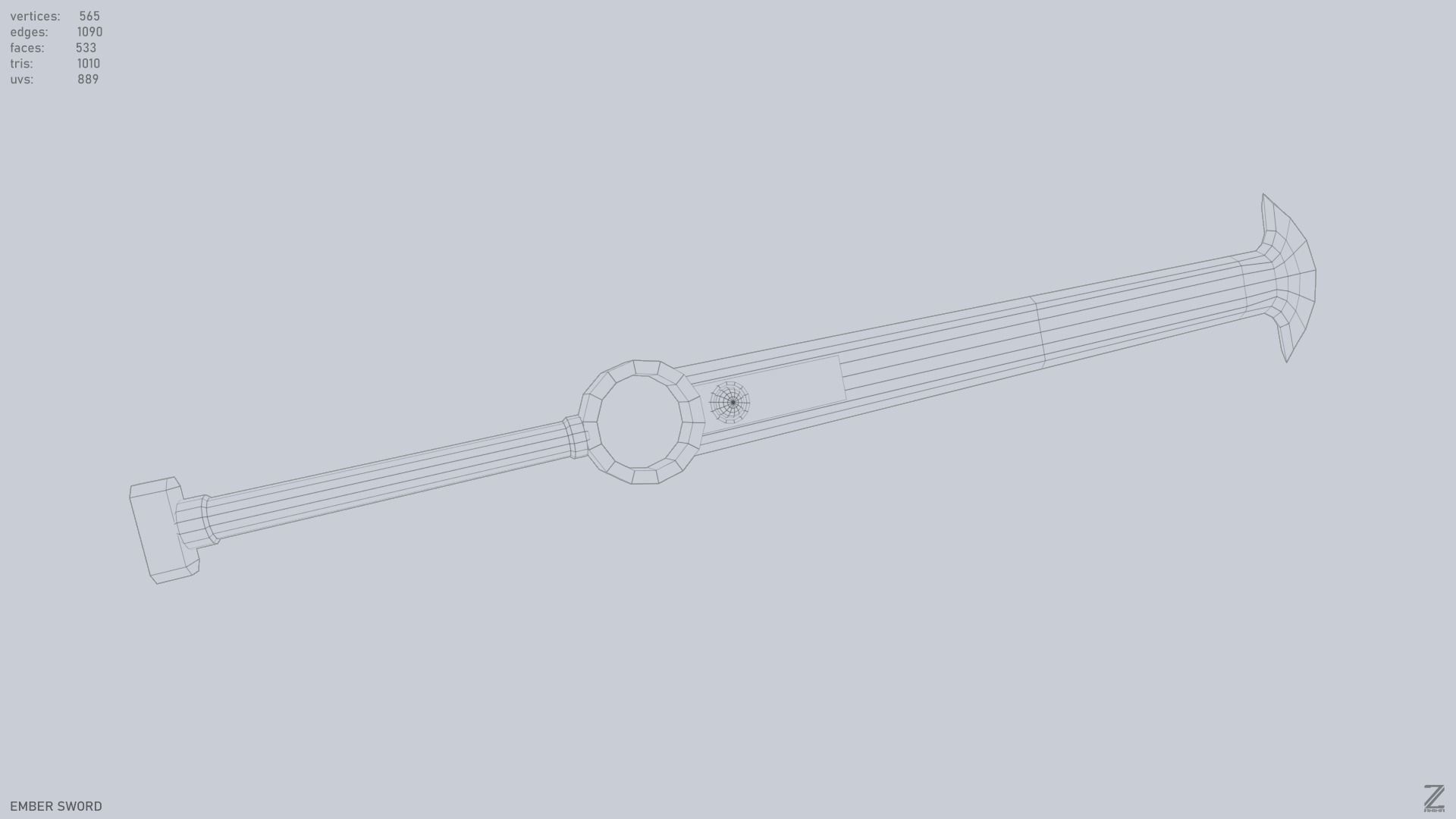 Ember sword Low-poly 3D model_13