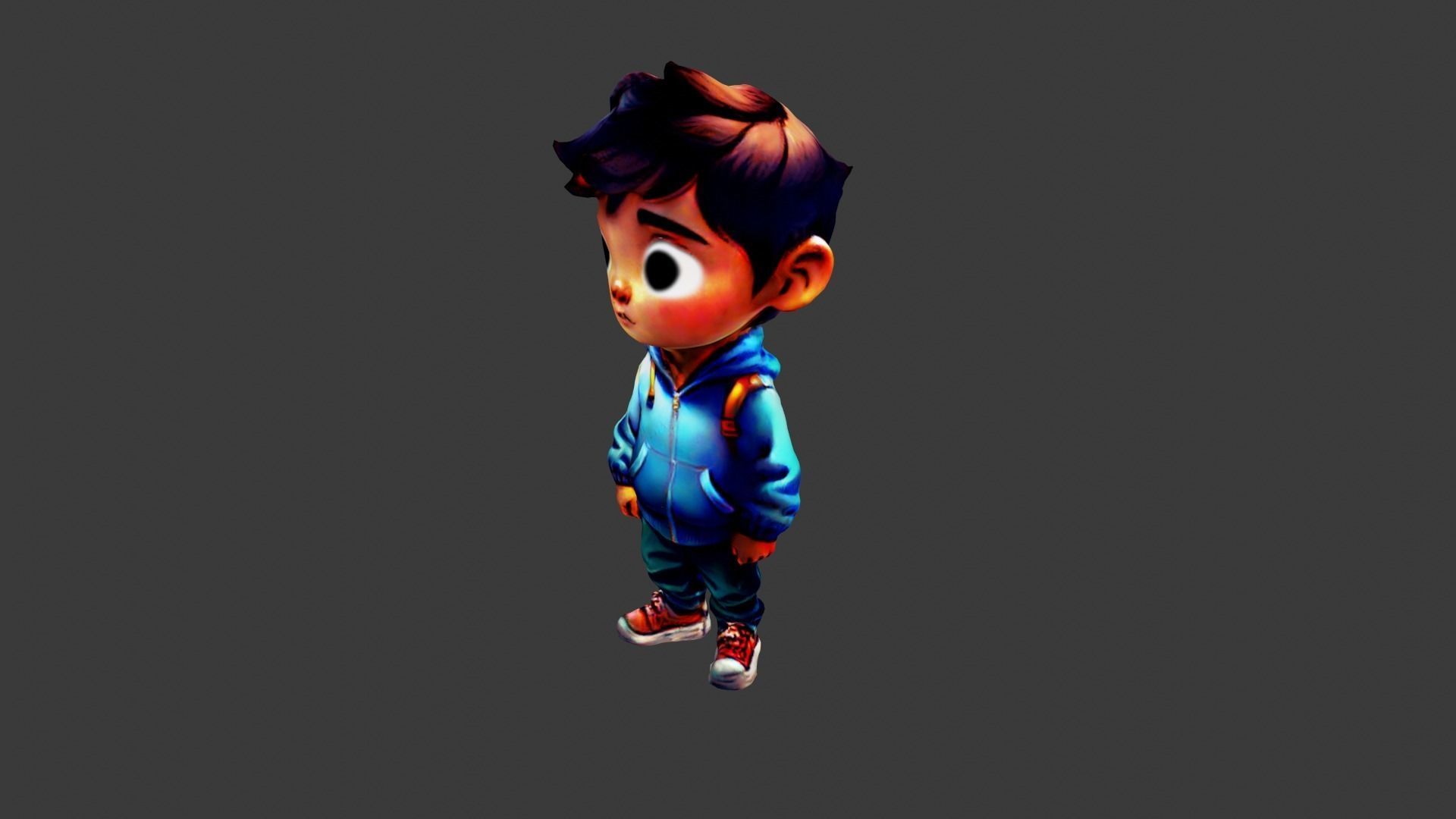 Boy Cartoon Character Low-poly 3D model_3