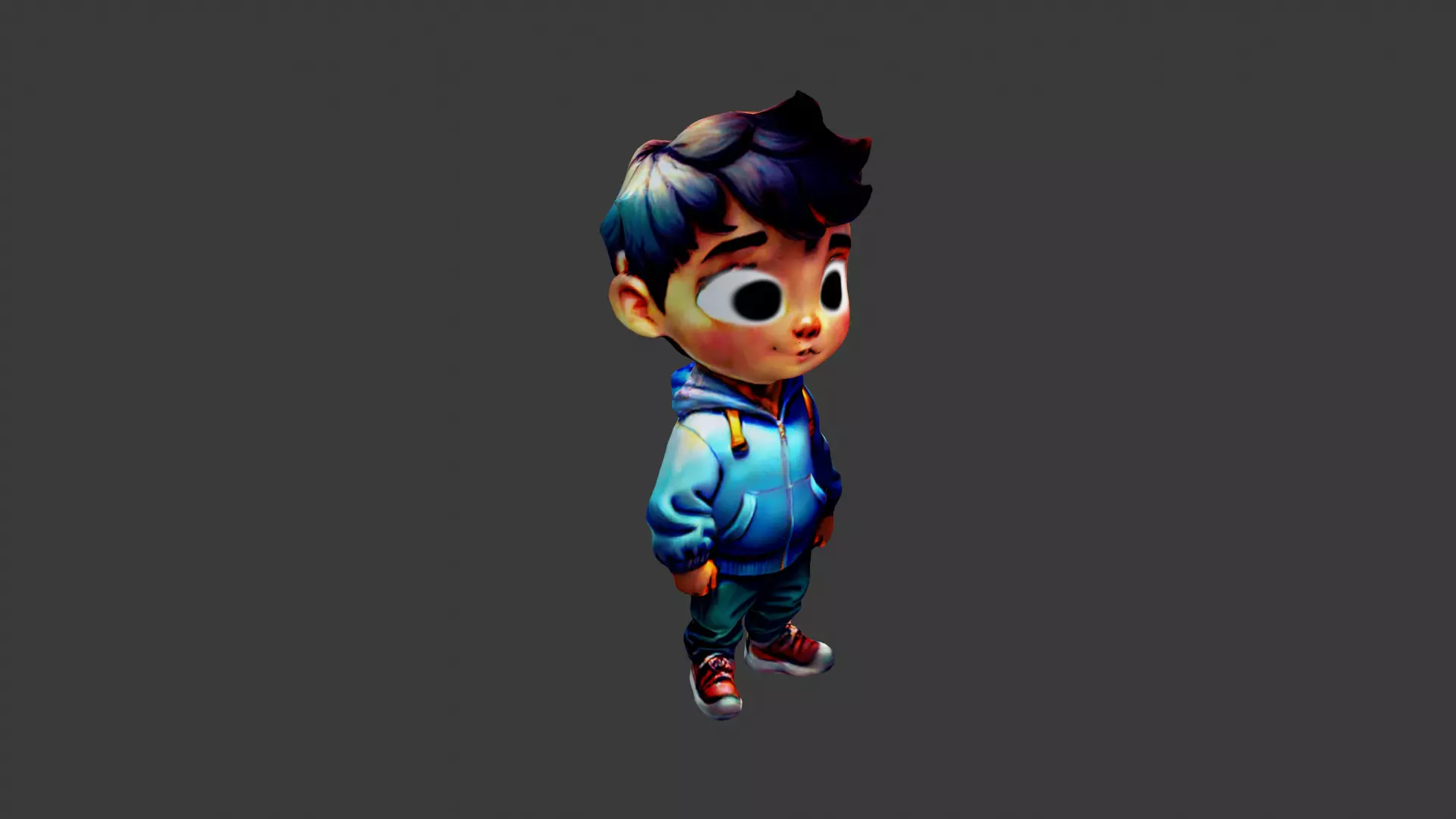 Boy Cartoon Character Low-poly 3D model_0