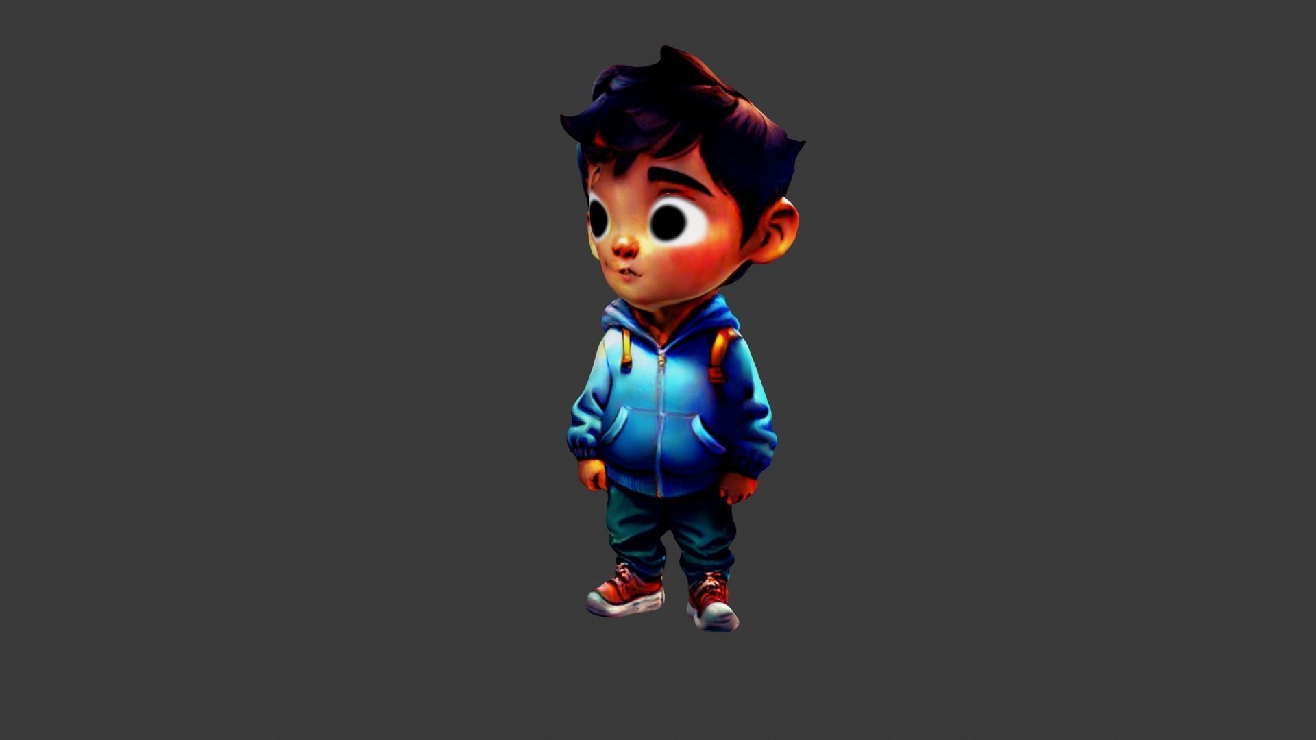 Boy Cartoon Character Low-poly 3D model_1