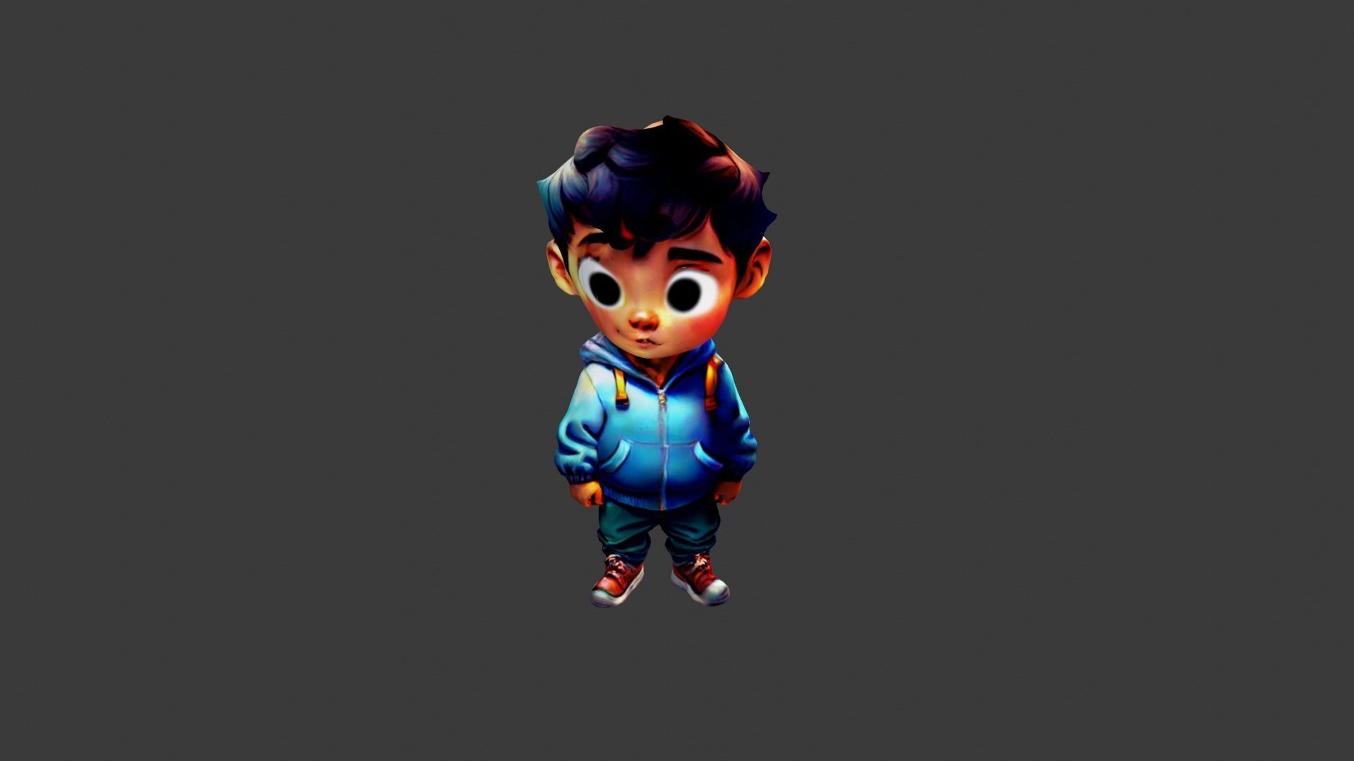 Boy Cartoon Character Low-poly 3D model_5
