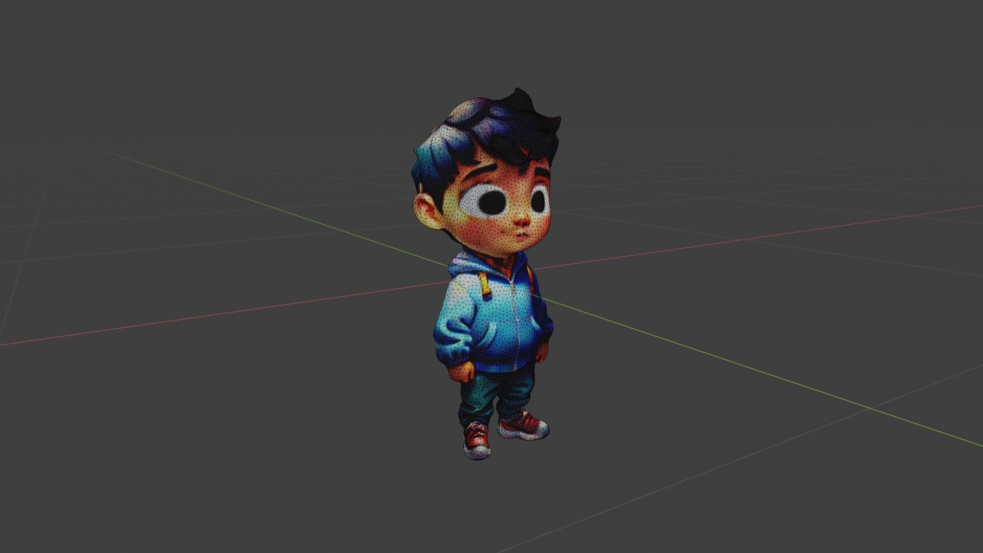 Boy Cartoon Character Low-poly 3D model_7
