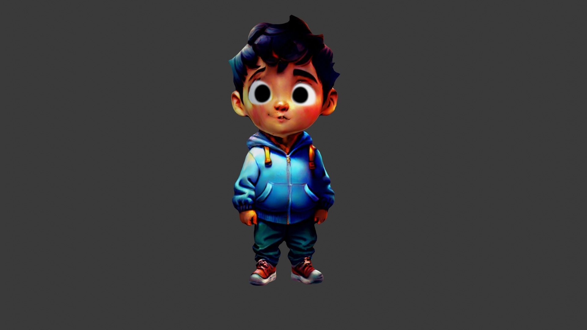 Boy Cartoon Character Low-poly 3D model_2