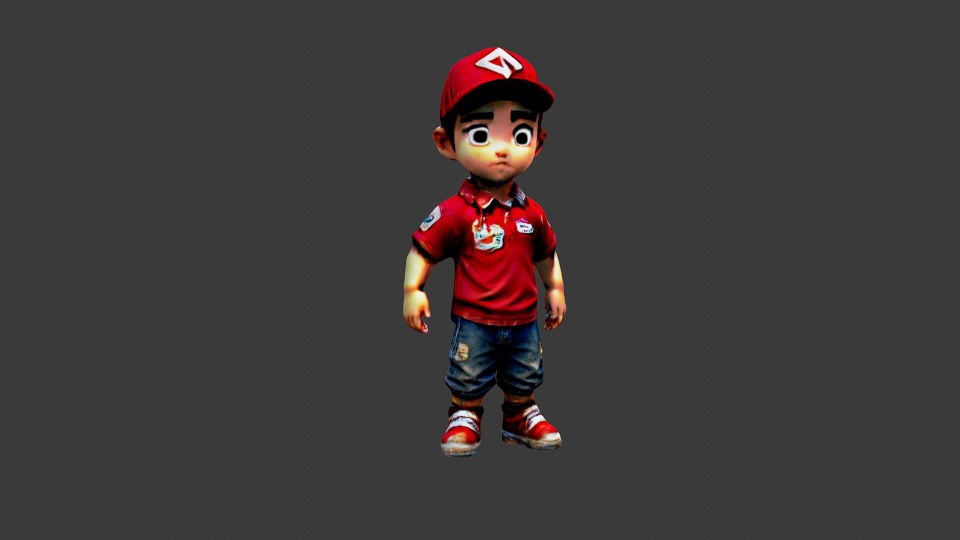 Boy Cartoon Character Low-poly 3D model_4