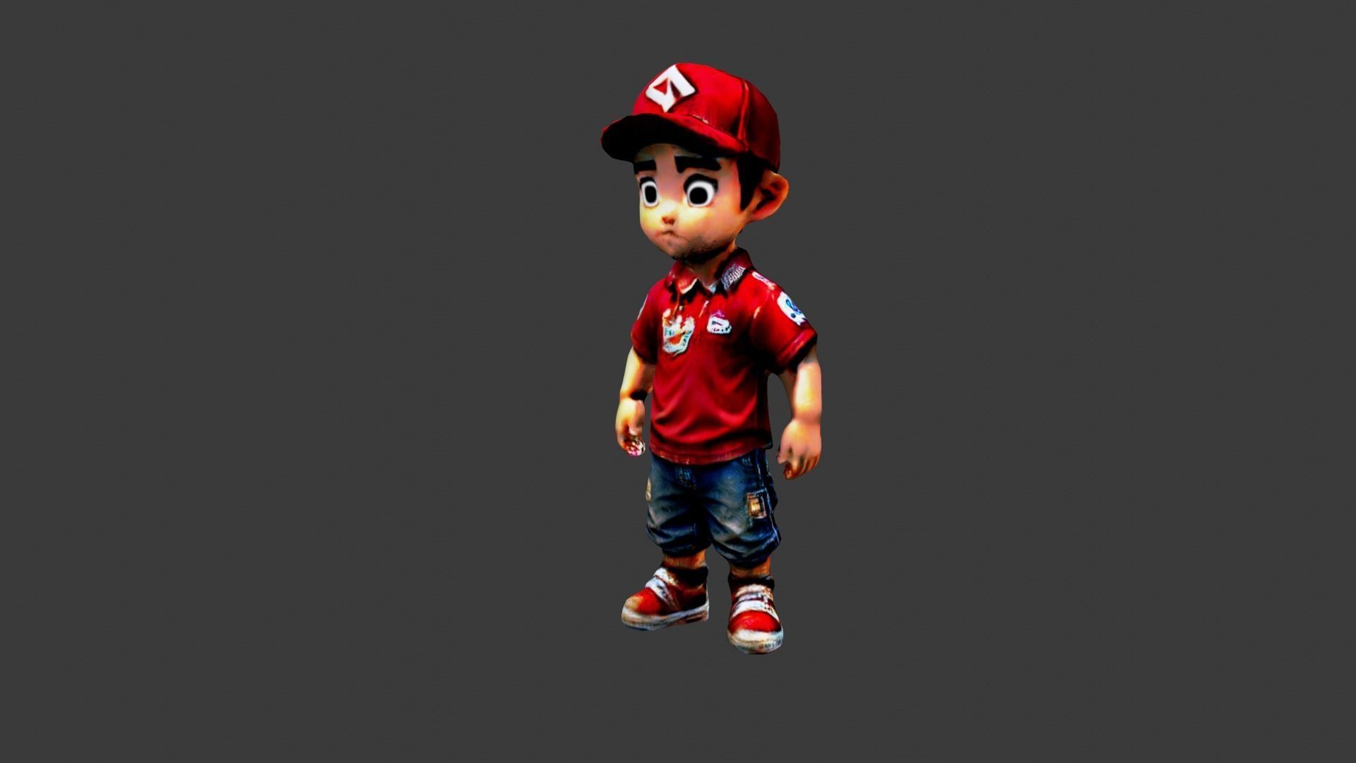 Boy Cartoon Character Low-poly 3D model_3