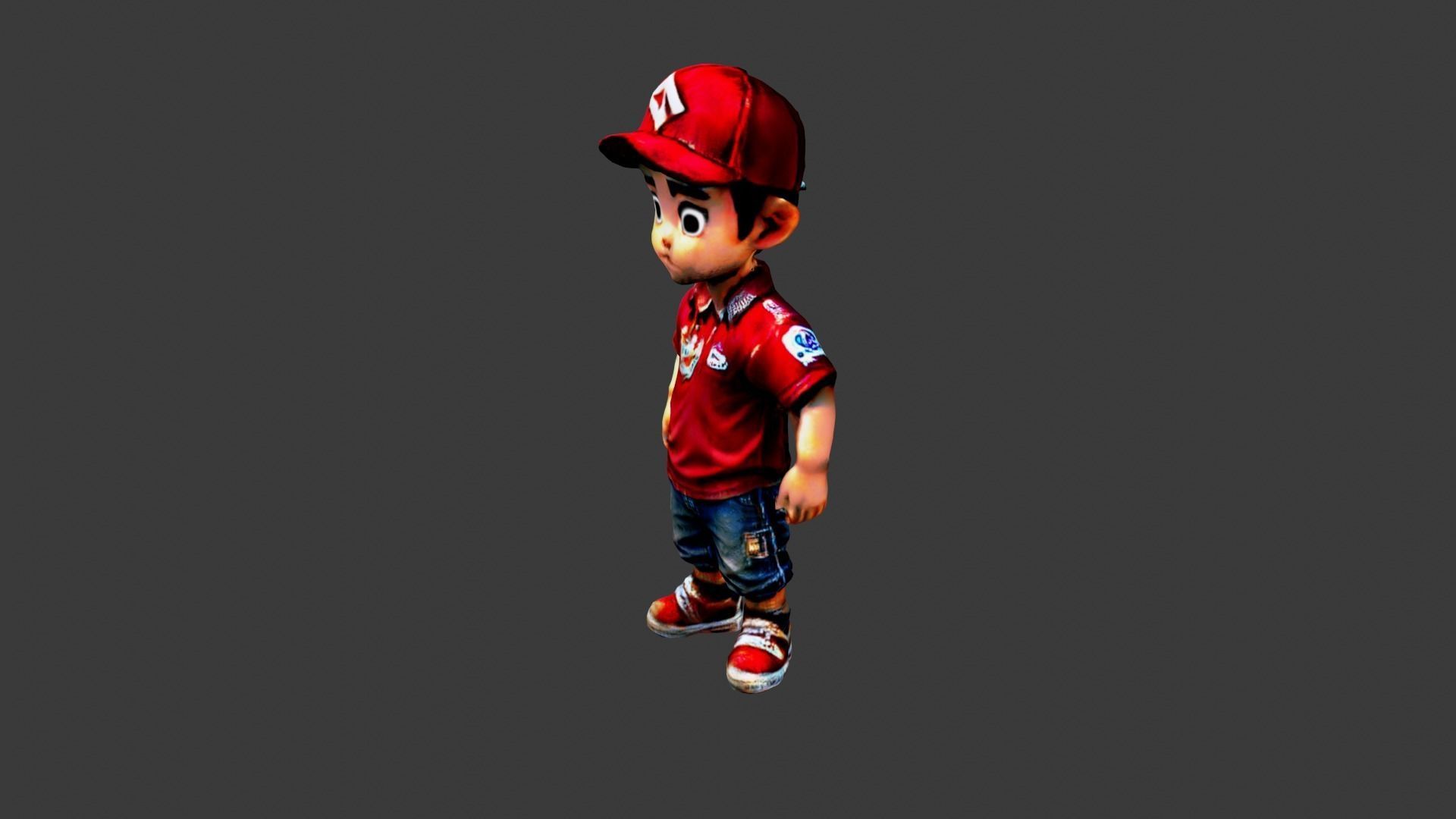 Boy Cartoon Character Low-poly 3D model_2