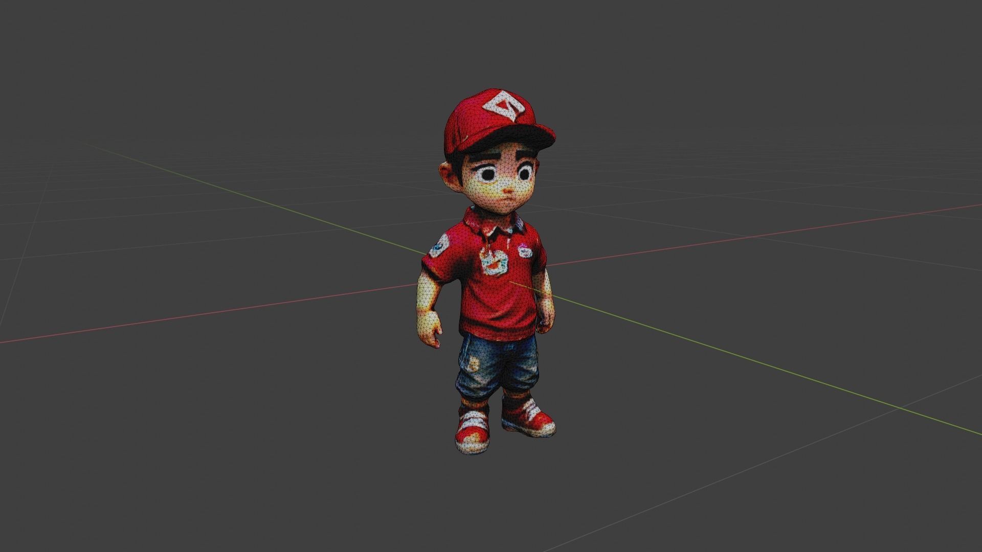 Boy Cartoon Character Low-poly 3D model_7