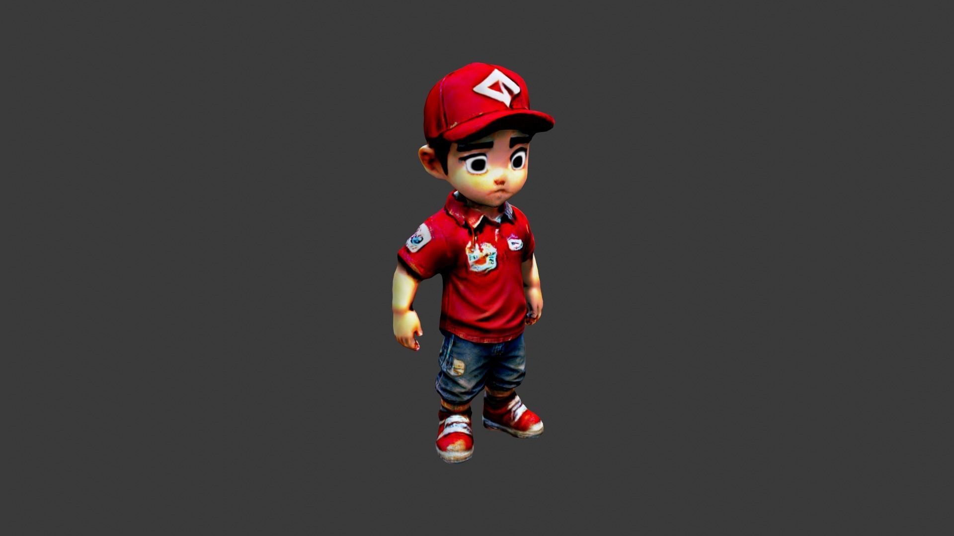Boy Cartoon Character Low-poly 3D model_1