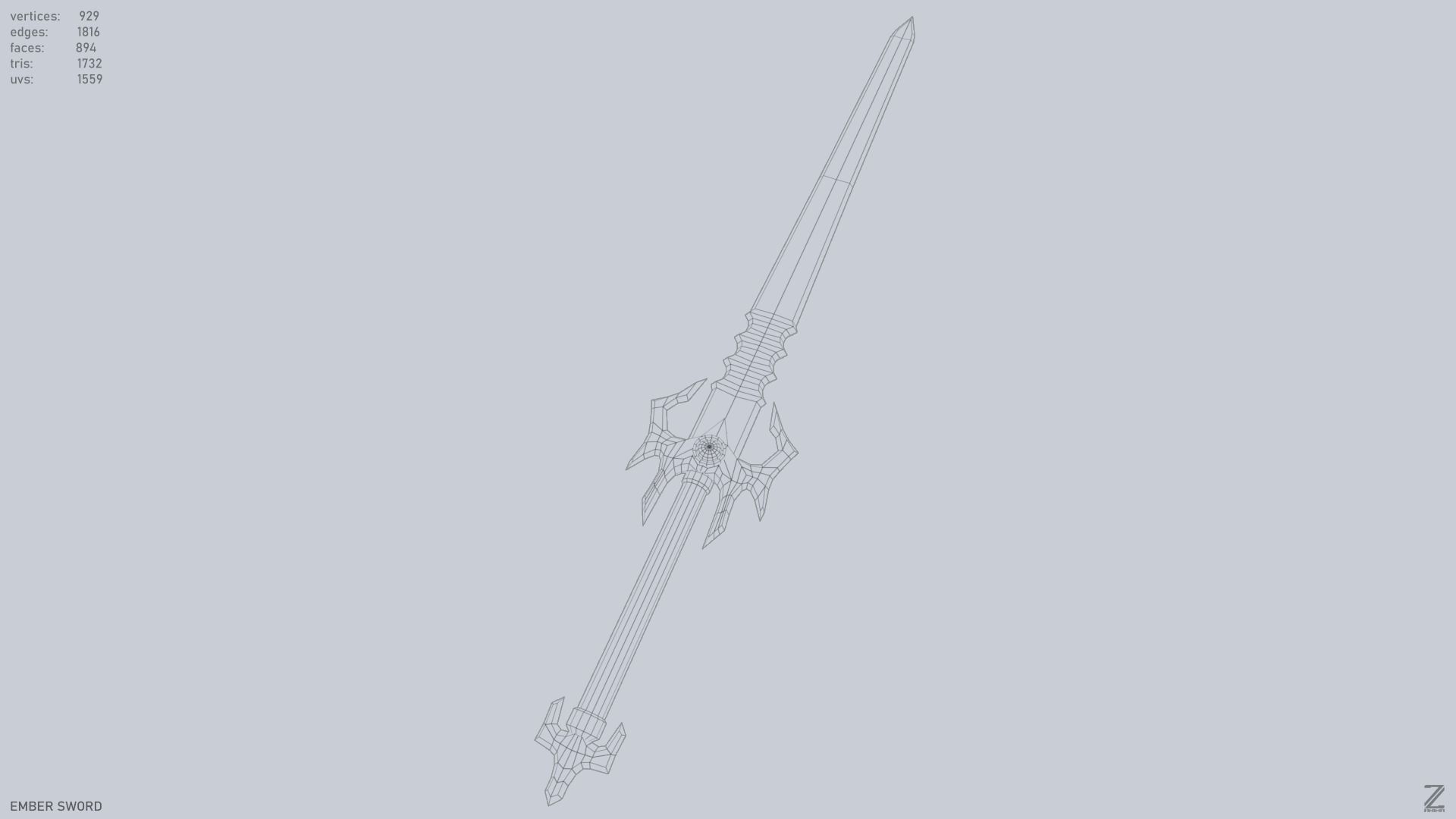 Ember sword Low-poly 3D model_14