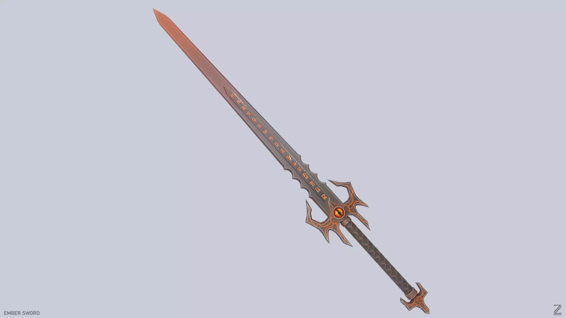 Ember sword Low-poly 3D model_0