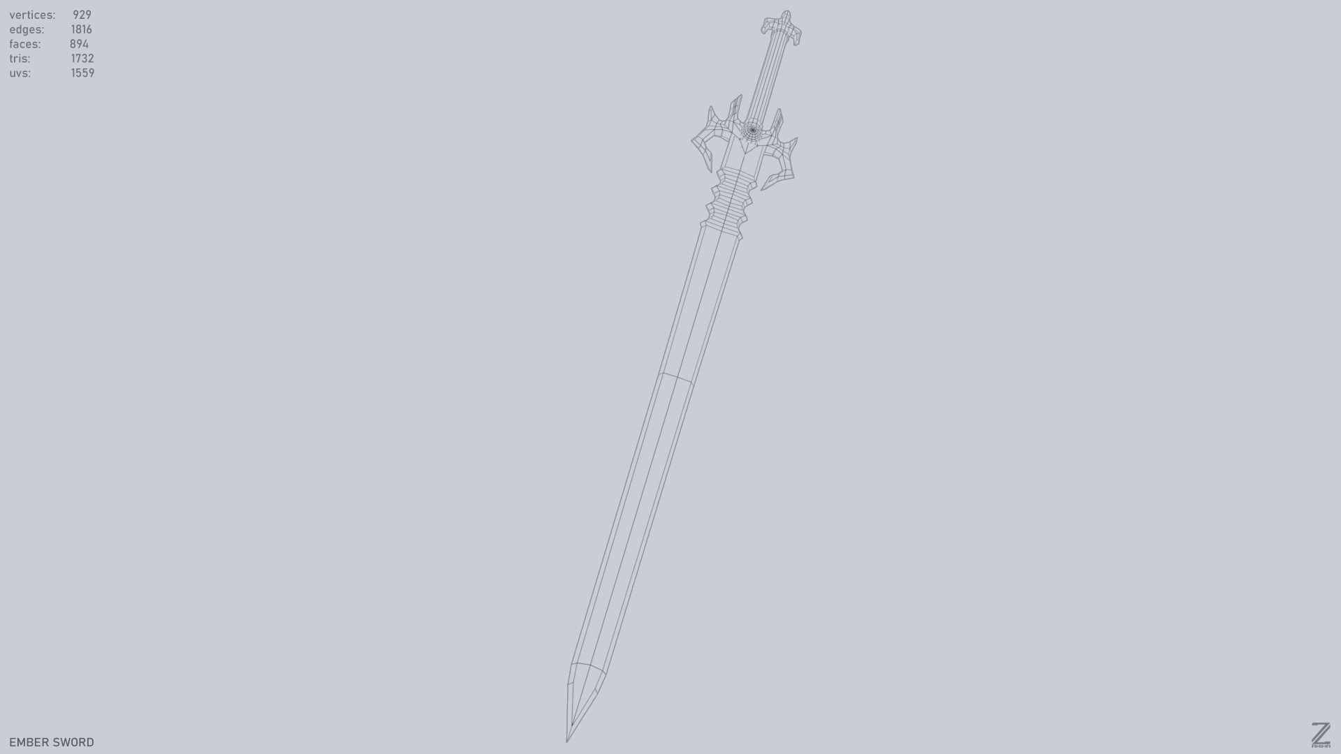 Ember sword Low-poly 3D model_11