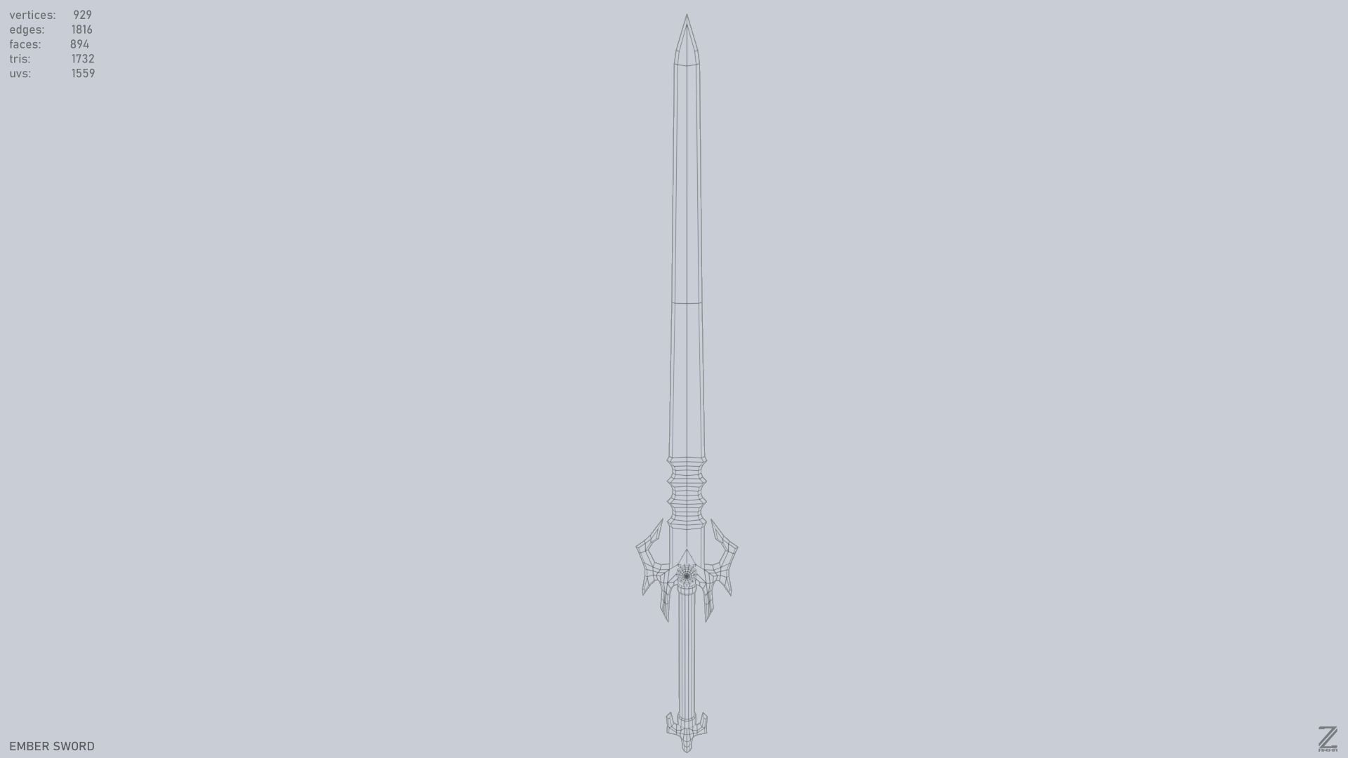 Ember sword Low-poly 3D model_8