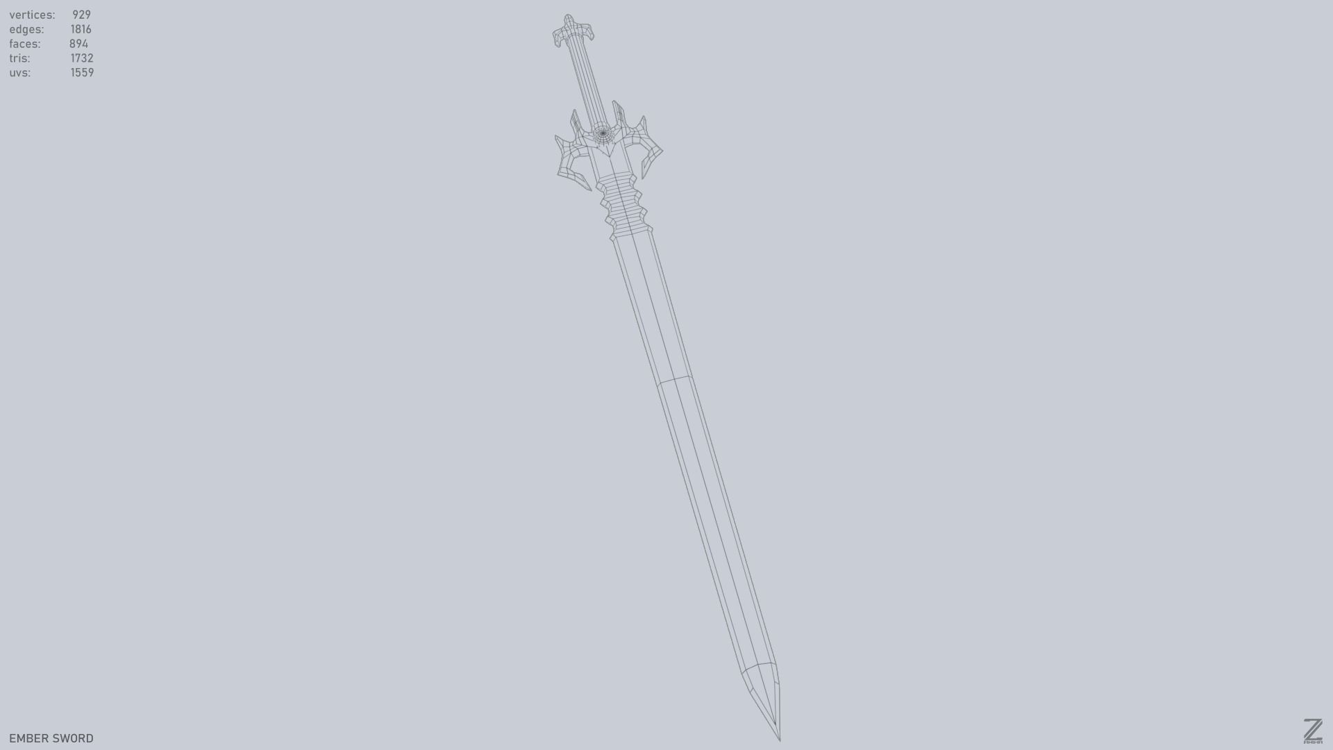 Ember sword Low-poly 3D model_12