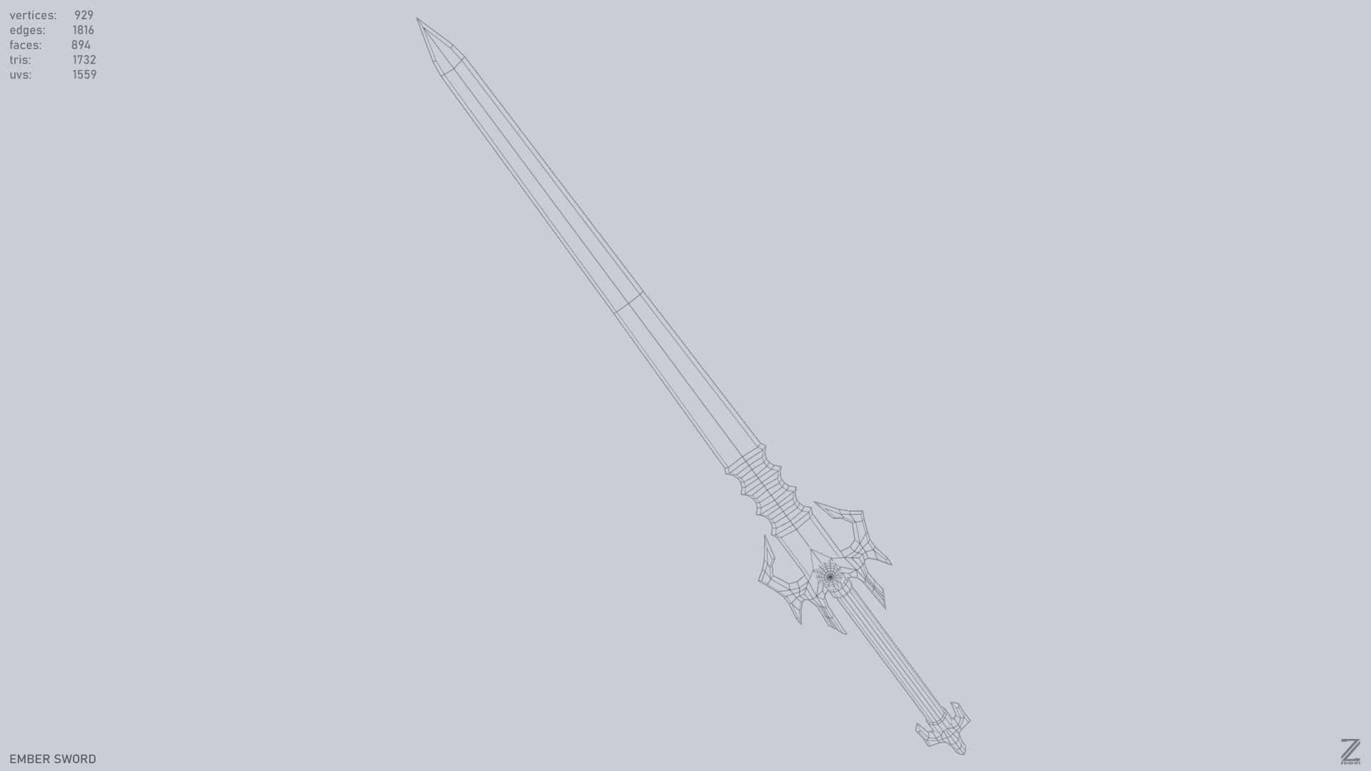 Ember sword Low-poly 3D model_9