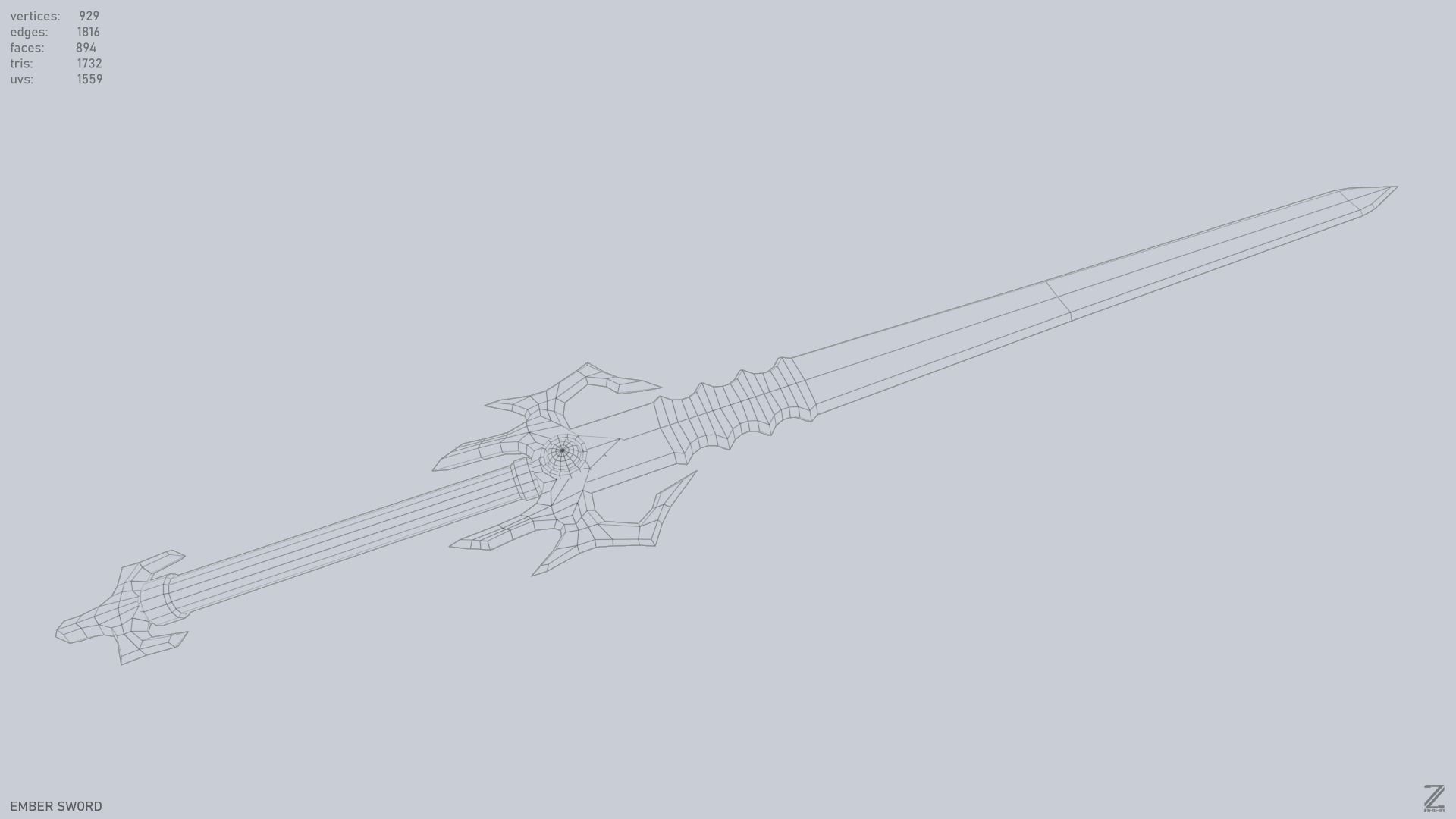 Ember sword Low-poly 3D model_13