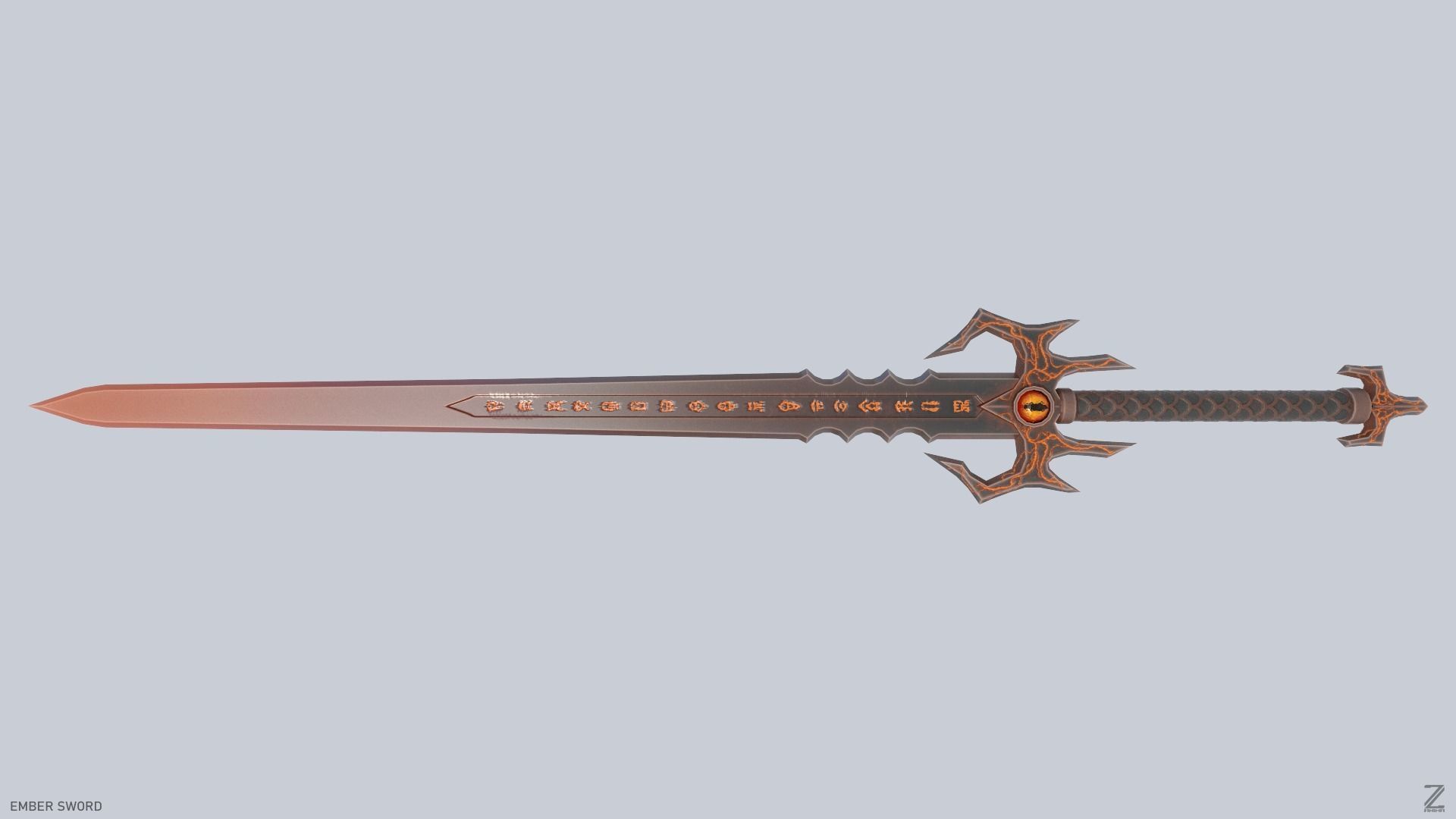Ember sword Low-poly 3D model_3