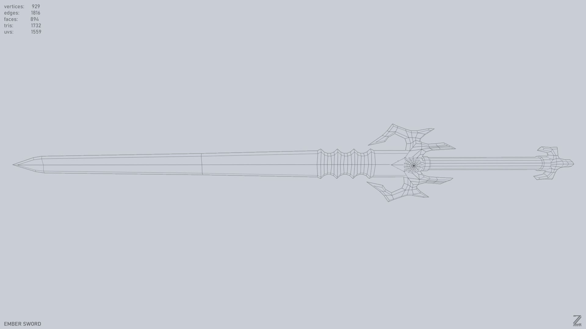 Ember sword Low-poly 3D model_10