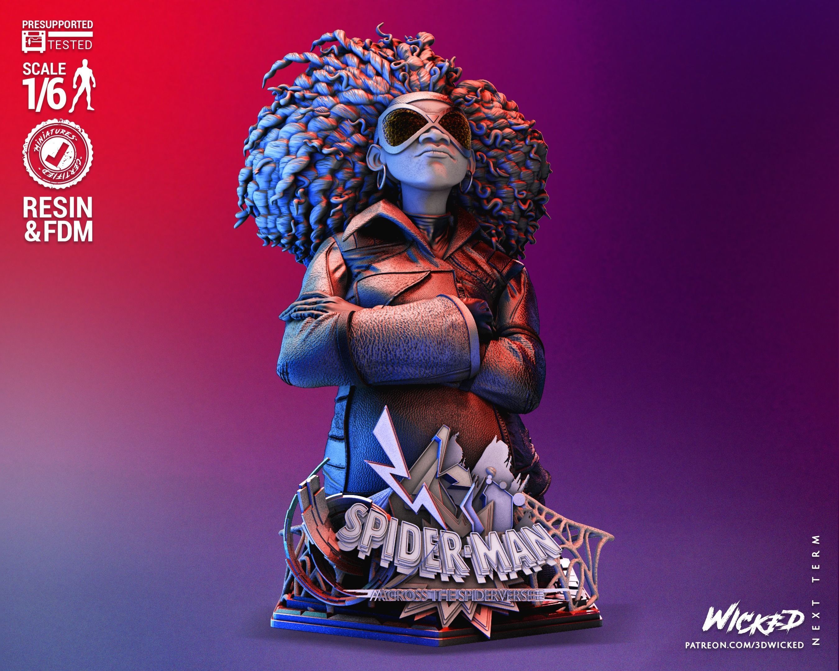 Spider Woman Spider Verse Bust Tested for 3D printing 3D print model_16