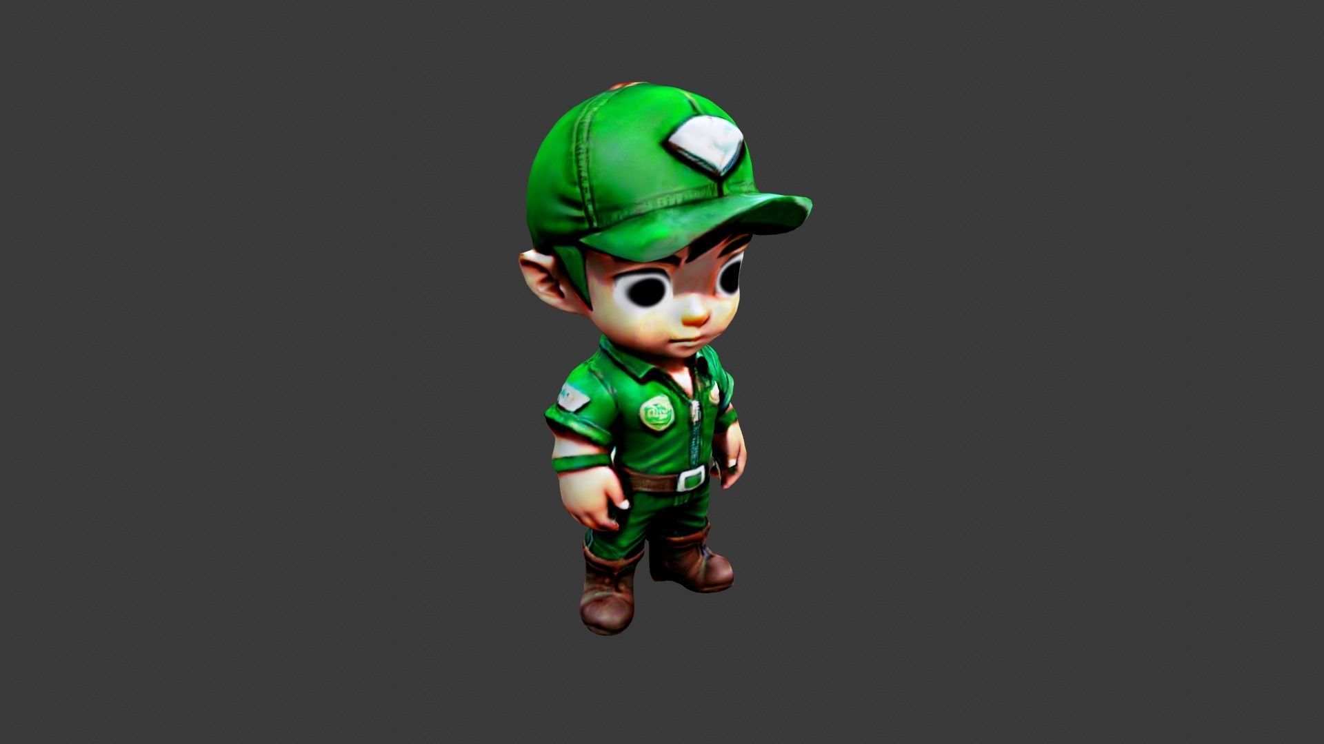 Boy Cartoon Character Low-poly 3D model_1