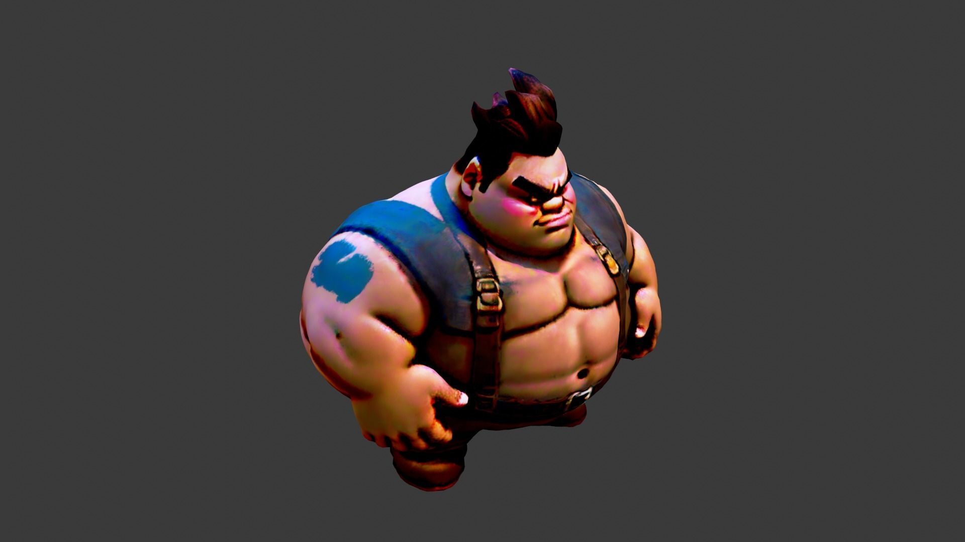 Cartoon Fat Man Low-poly 3D model_1