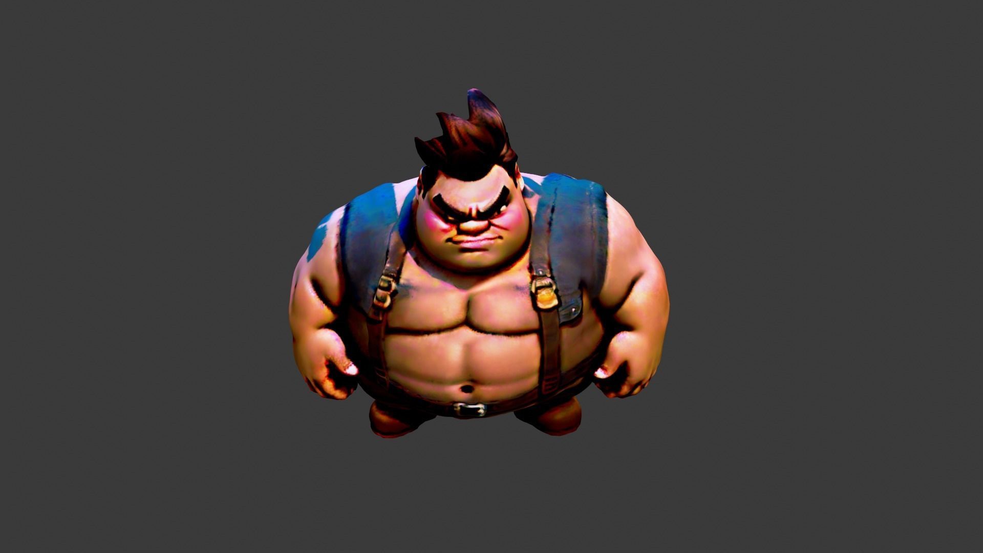Cartoon Fat Man Low-poly 3D model_5