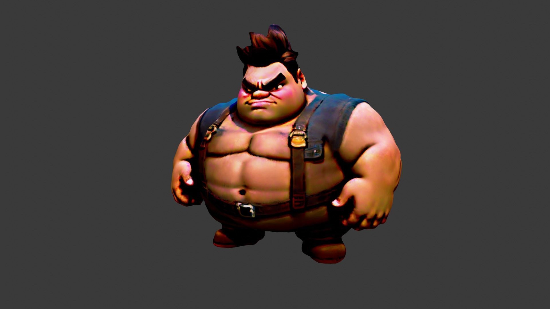 Cartoon Fat Man Low-poly 3D model_3