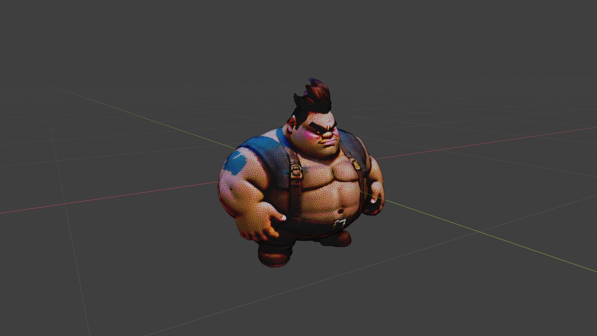 Cartoon Fat Man Low-poly 3D model_7