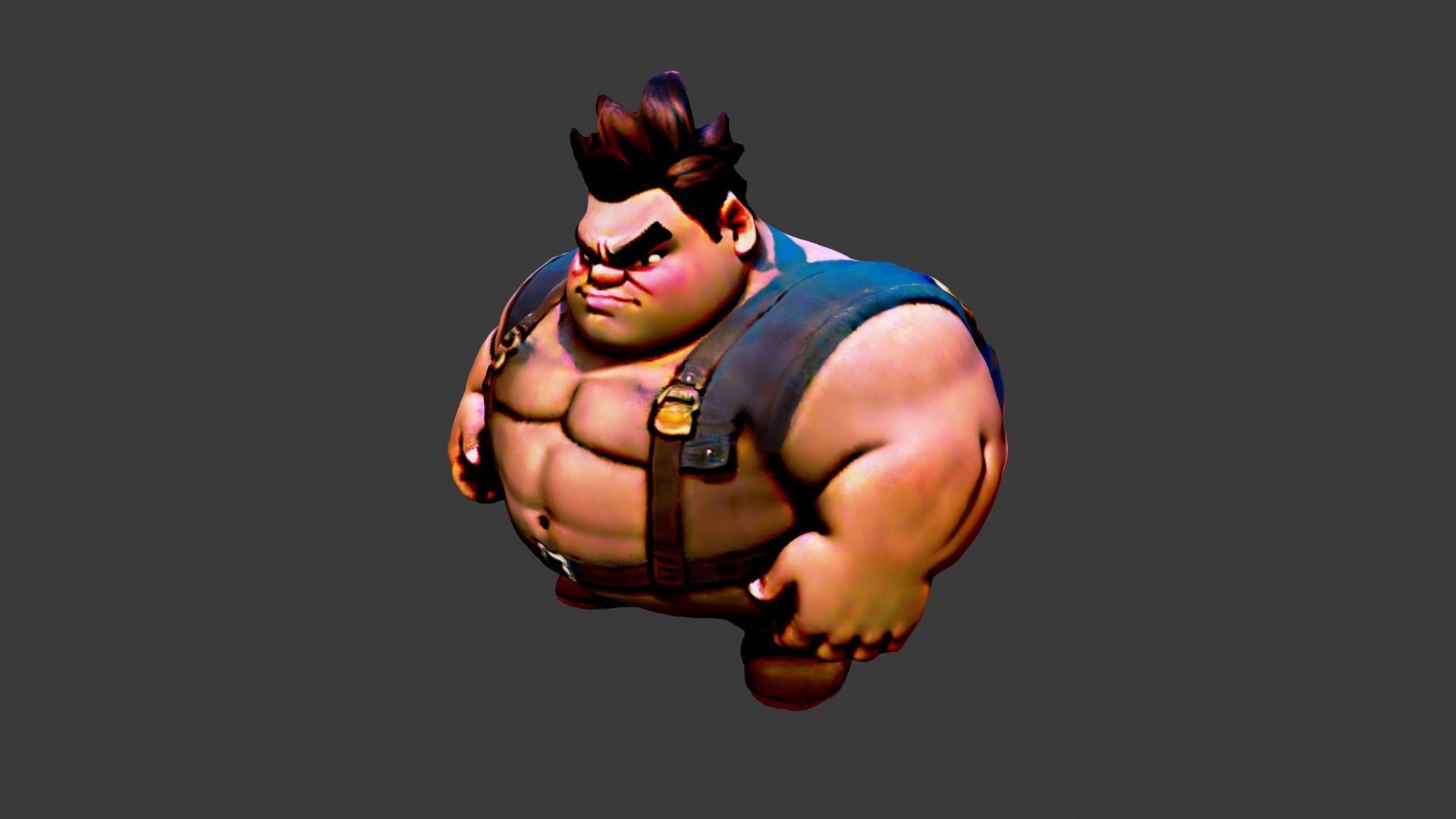 Cartoon Fat Man Low-poly 3D model_2