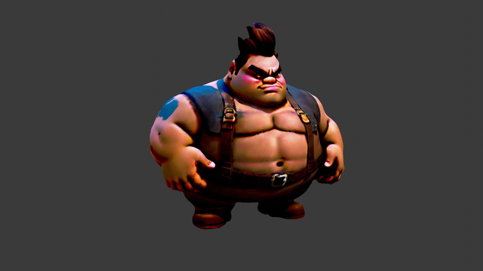 Cartoon Fat Man Low-poly 3D model_4