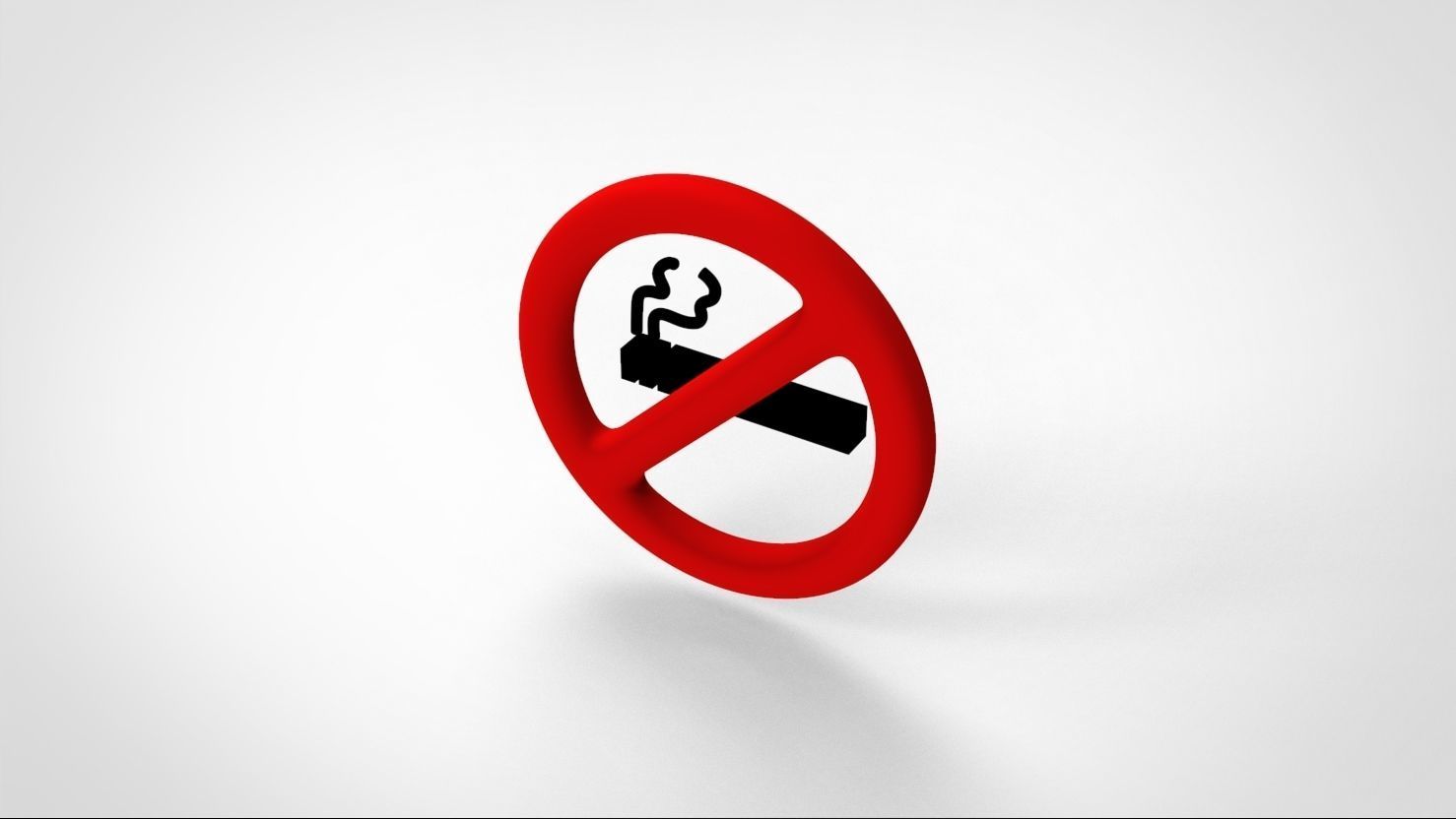 No smoking icon v001 Low-poly 3D model_2
