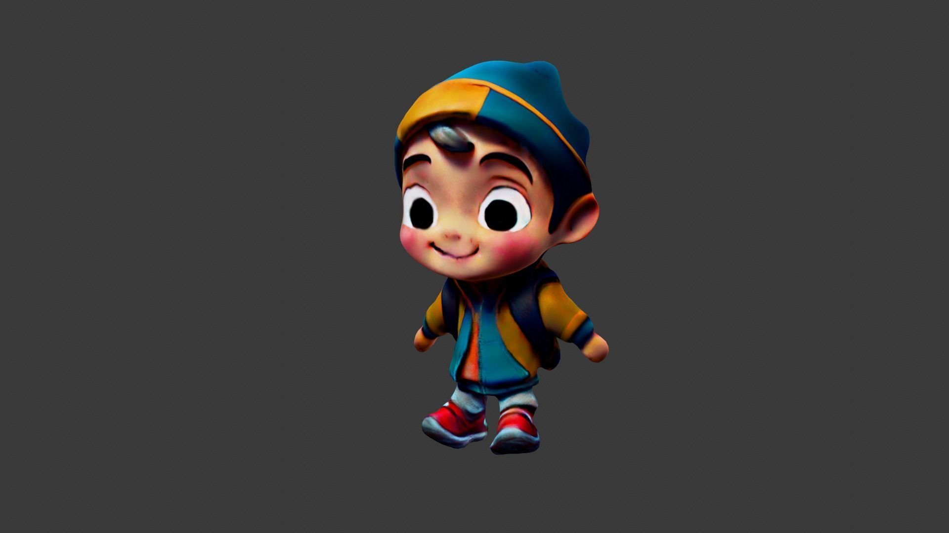 Boy Cartoon Character Low-poly 3D model_3