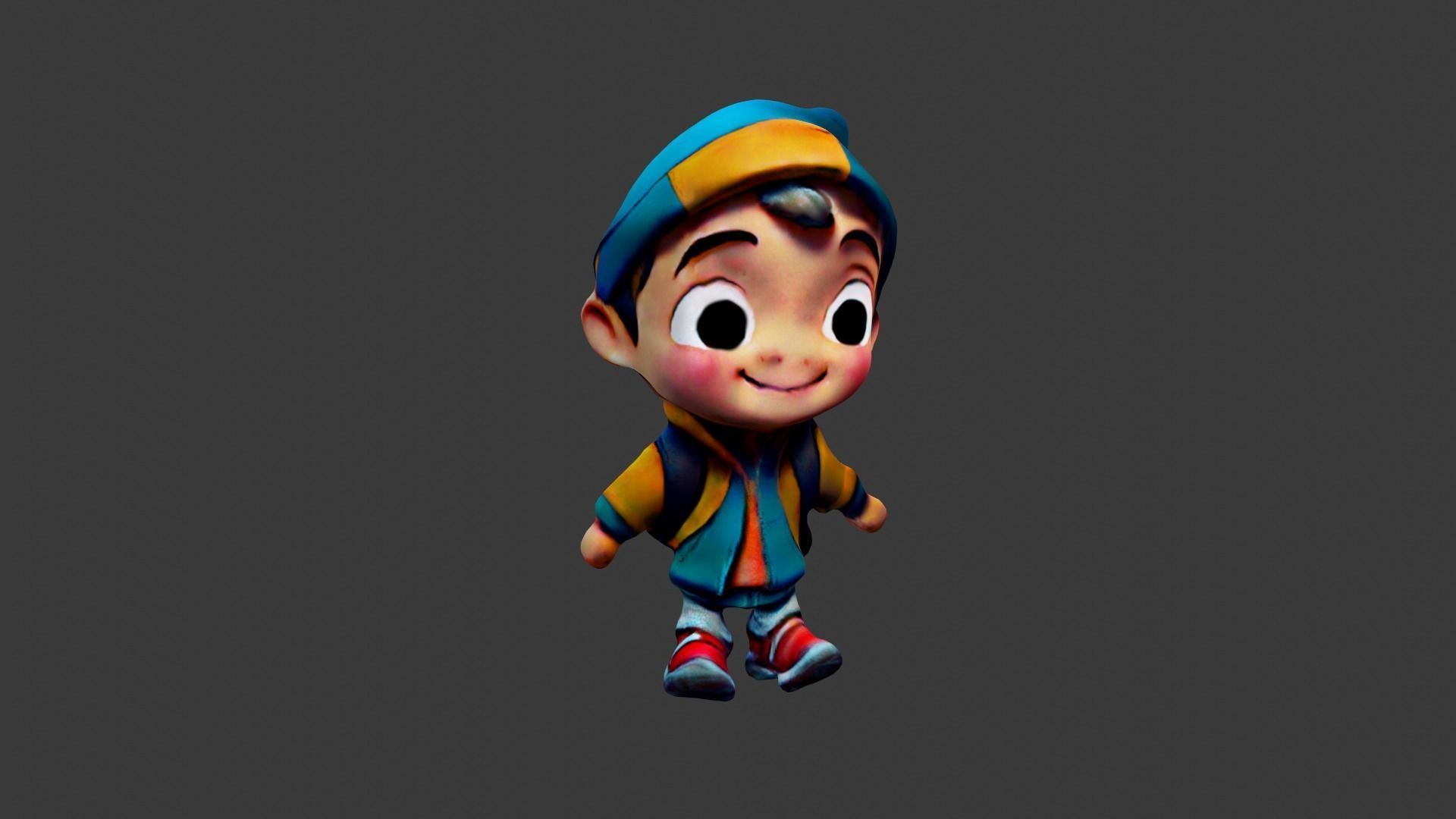 Boy Cartoon Character Low-poly 3D model_4