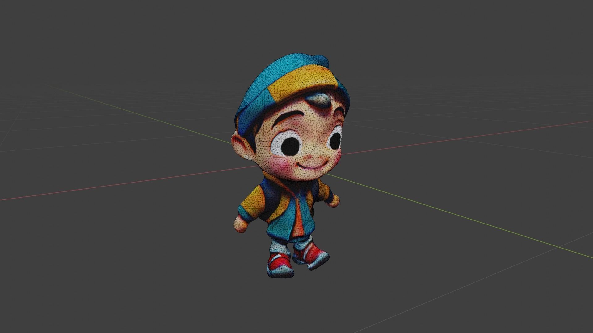 Boy Cartoon Character Low-poly 3D model_7