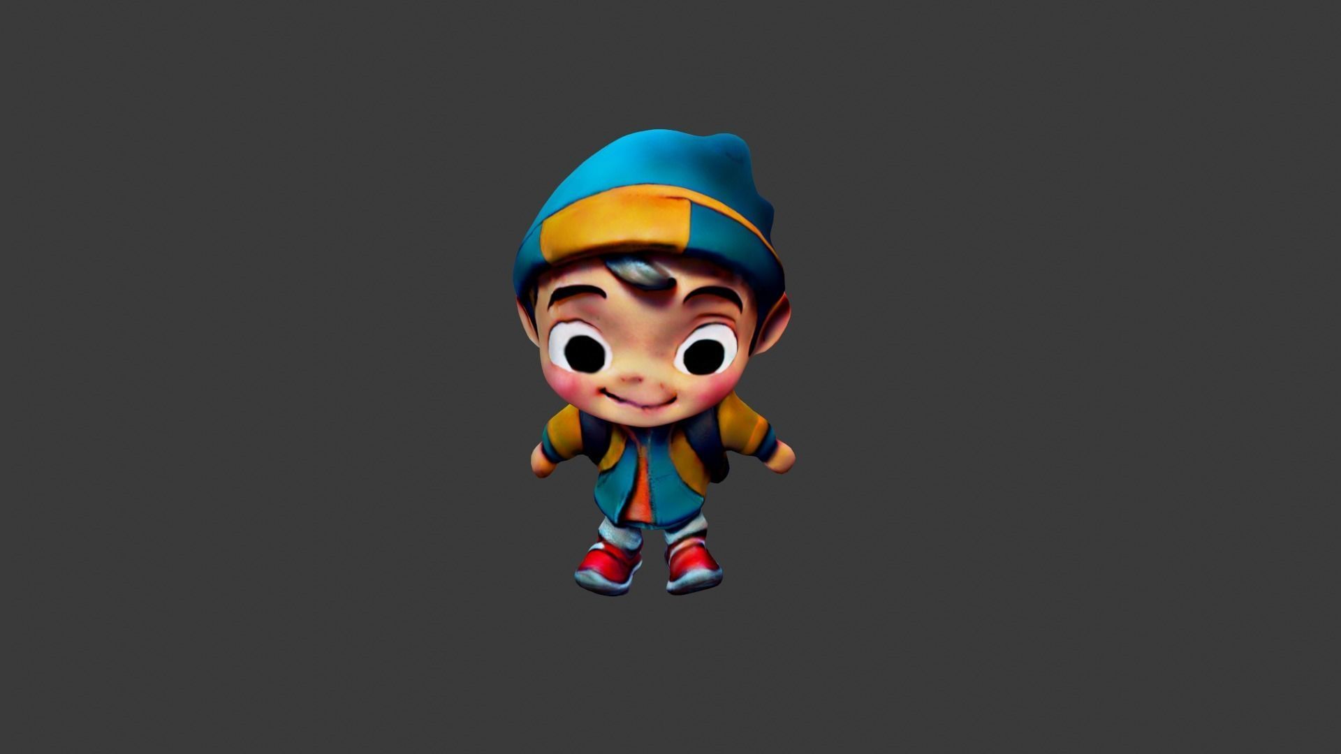 Boy Cartoon Character Low-poly 3D model_5