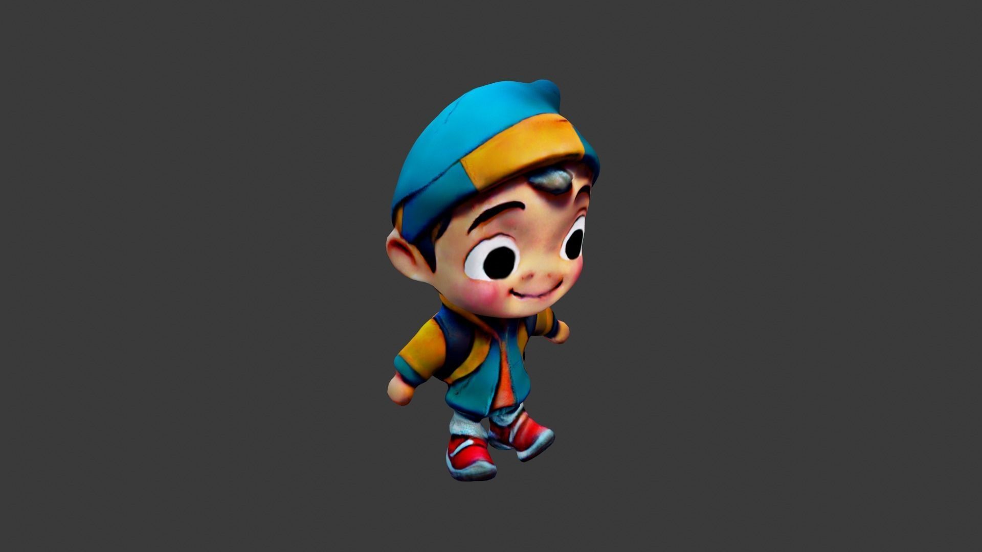Boy Cartoon Character Low-poly 3D model_1