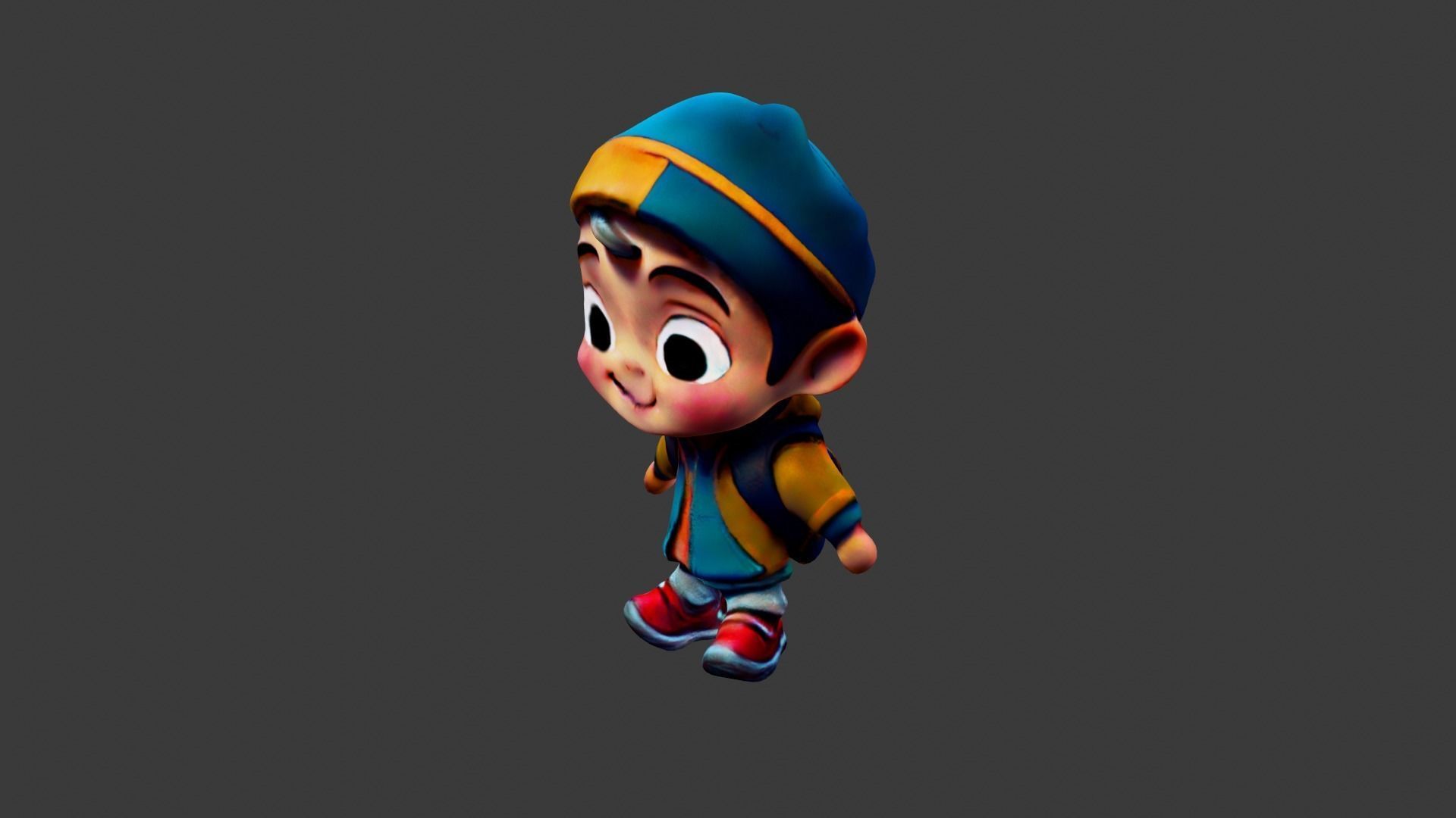 Boy Cartoon Character Low-poly 3D model_2