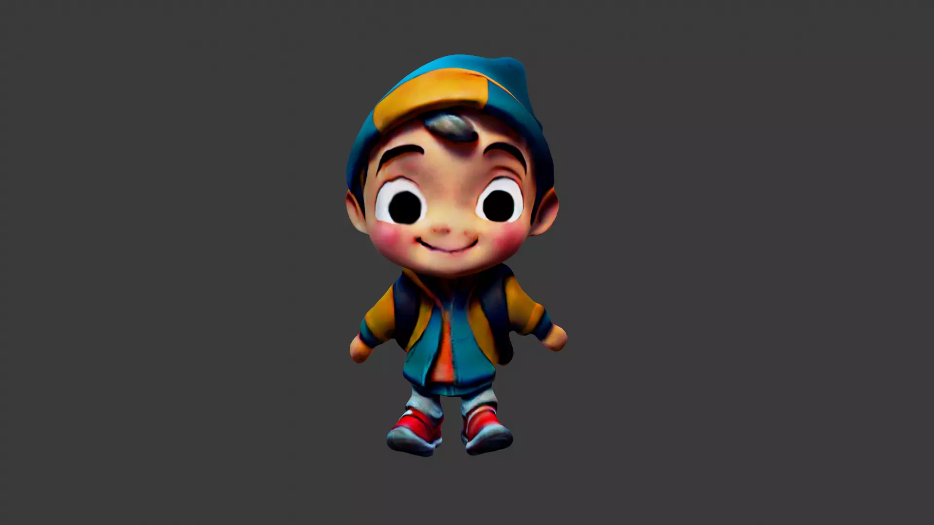 Boy Cartoon Character Low-poly 3D model_0