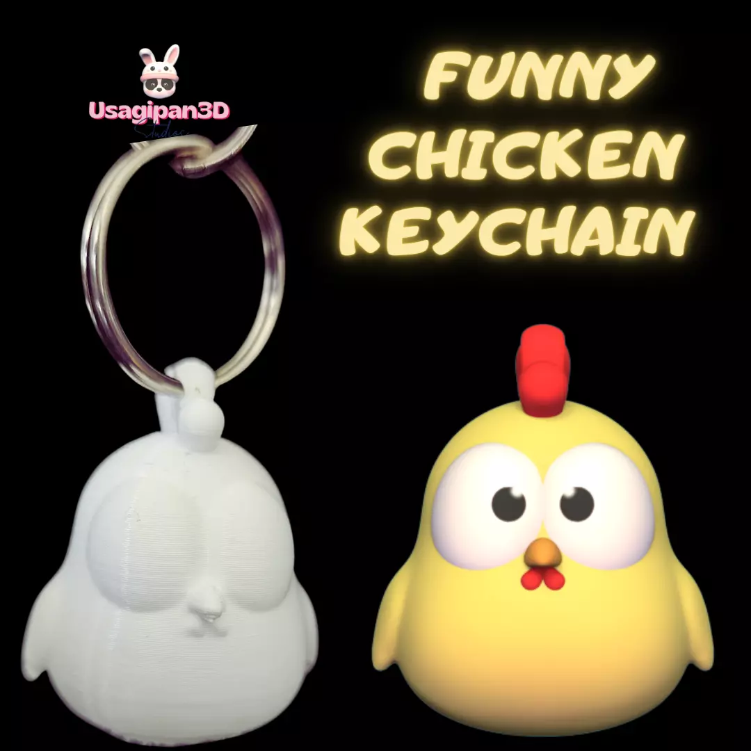 Funny Chicken Keychain 3D print model_0