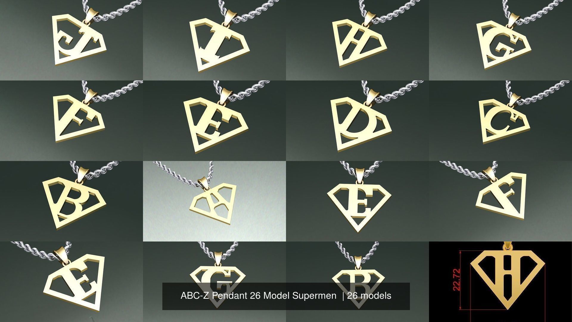 ABC-Z Pendant 26 Model Supermen  3D Model Collection_3