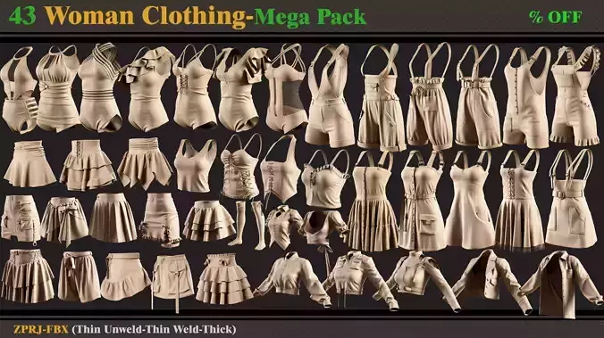 43 Woman Clothing- MEGA PACK 2-zprj-fbx-OFF  3D model