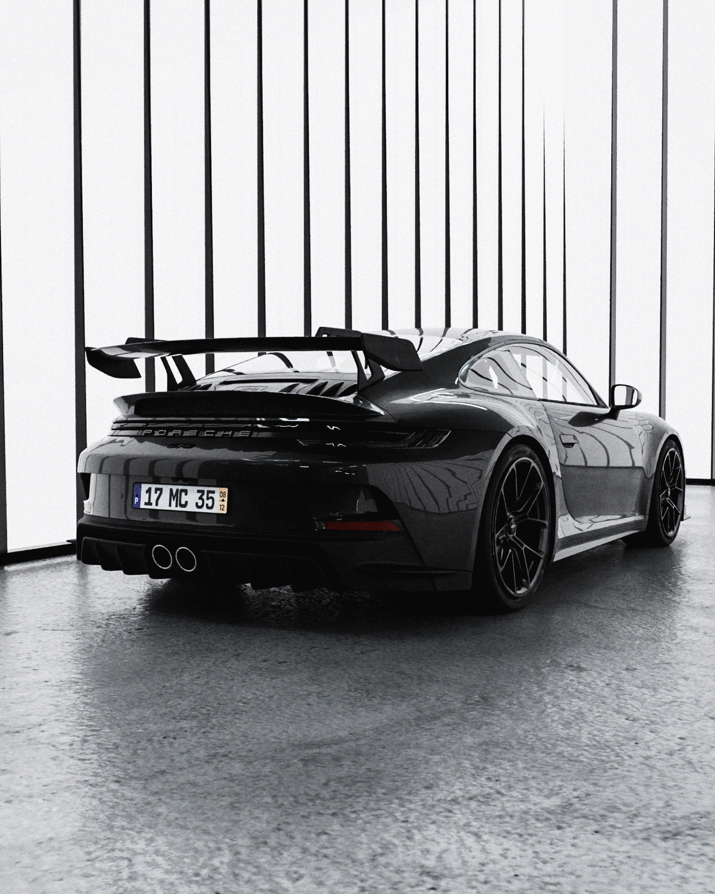 Simple Showroom Car Scene File Textured 3D model Low-poly 3D model_2