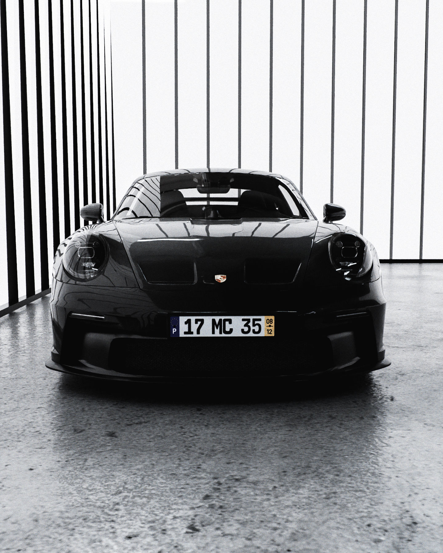 Simple Showroom Car Scene File Textured 3D model Low-poly 3D model_3