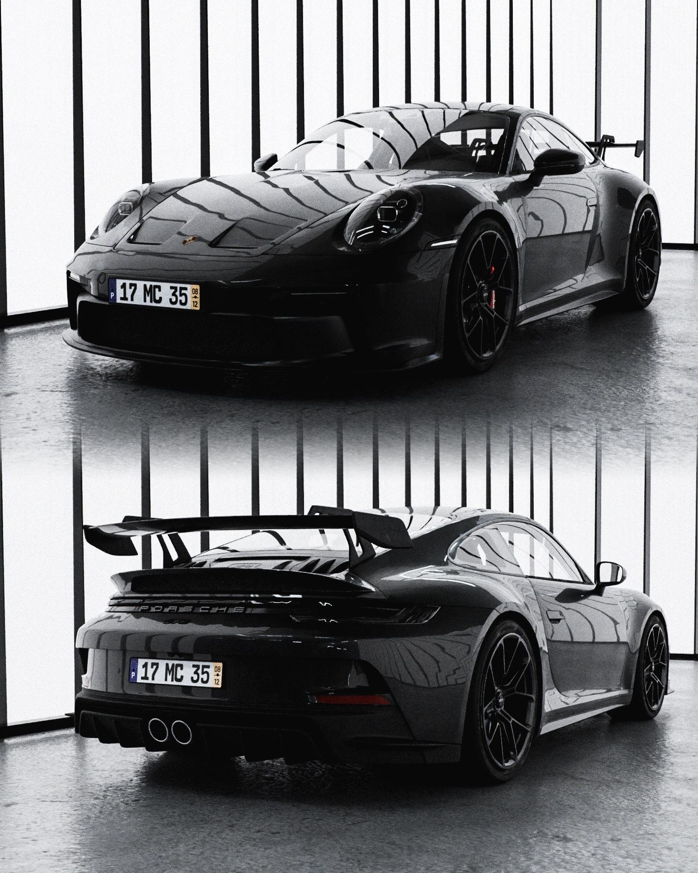 Simple Showroom Car Scene File Textured 3D model Low-poly 3D model_6