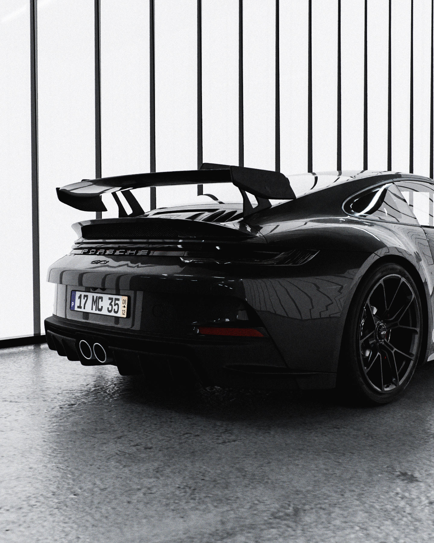 Simple Showroom Car Scene File Textured 3D model Low-poly 3D model_1