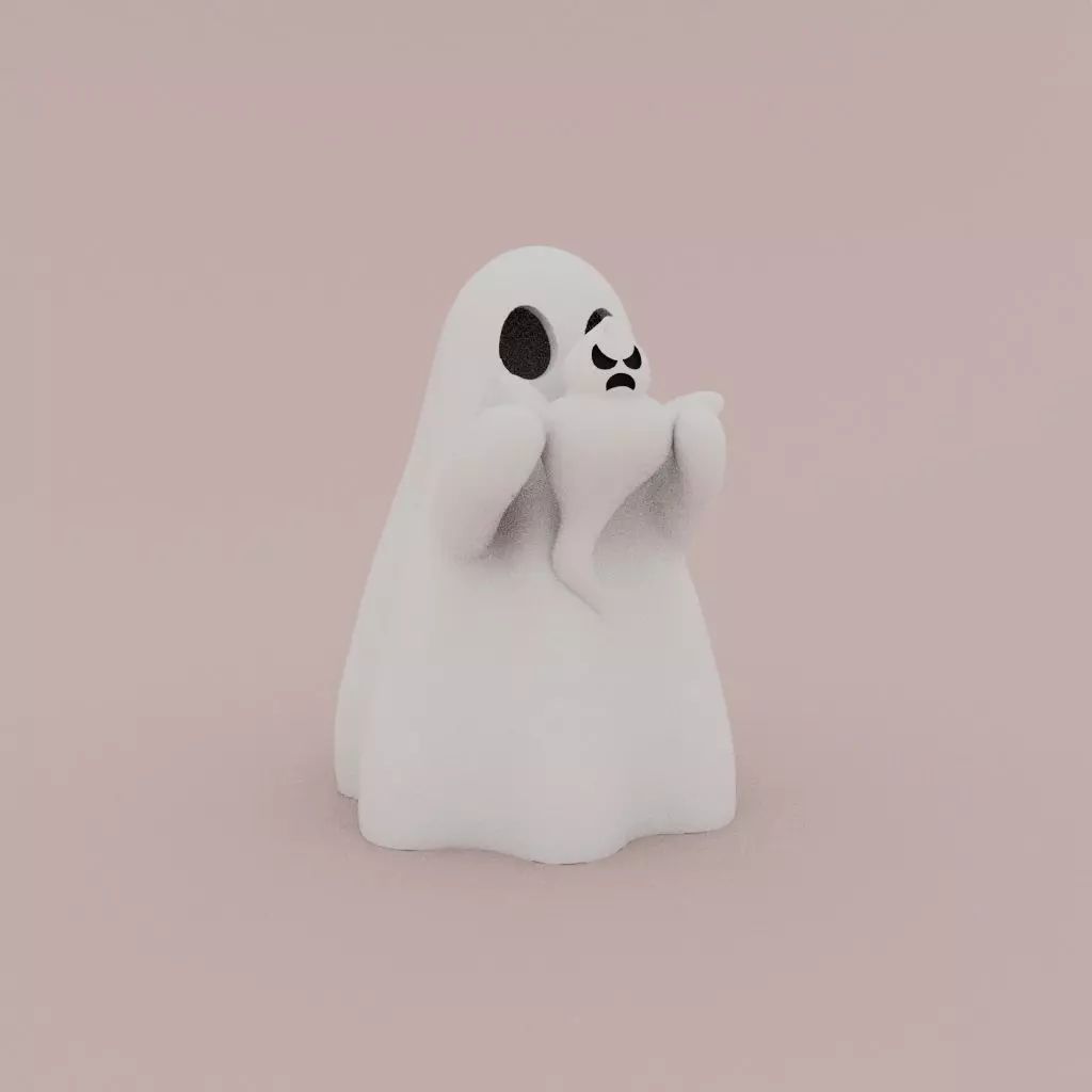 Cute little Ghost playing with tiny ghost 3D print model_0