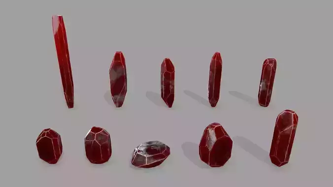 crystal set Low-poly 3D model