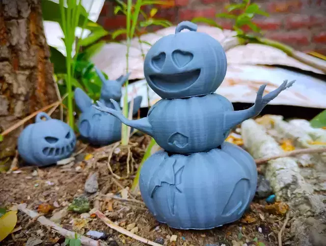 Halloween special double faced Articulated Pumpkin Toy 3D print model